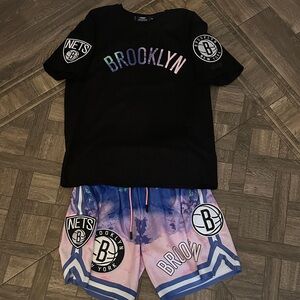 Brooklyn Gradient Athletic Shorts — Black Tee Set